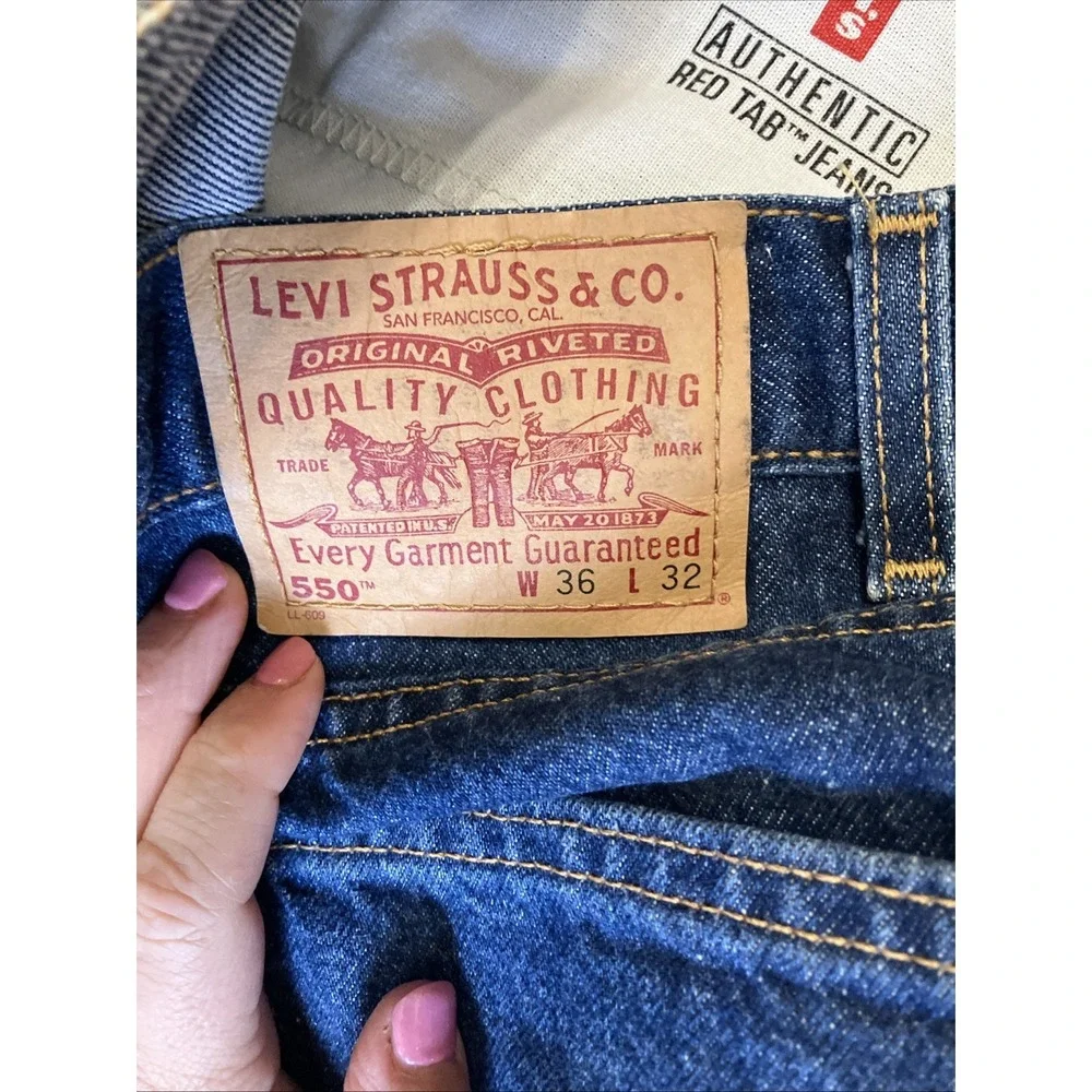 Levis 550 Men's Dark Wash Blue Jeans Straight Leg Denim Straight Leg 36‎ x 32